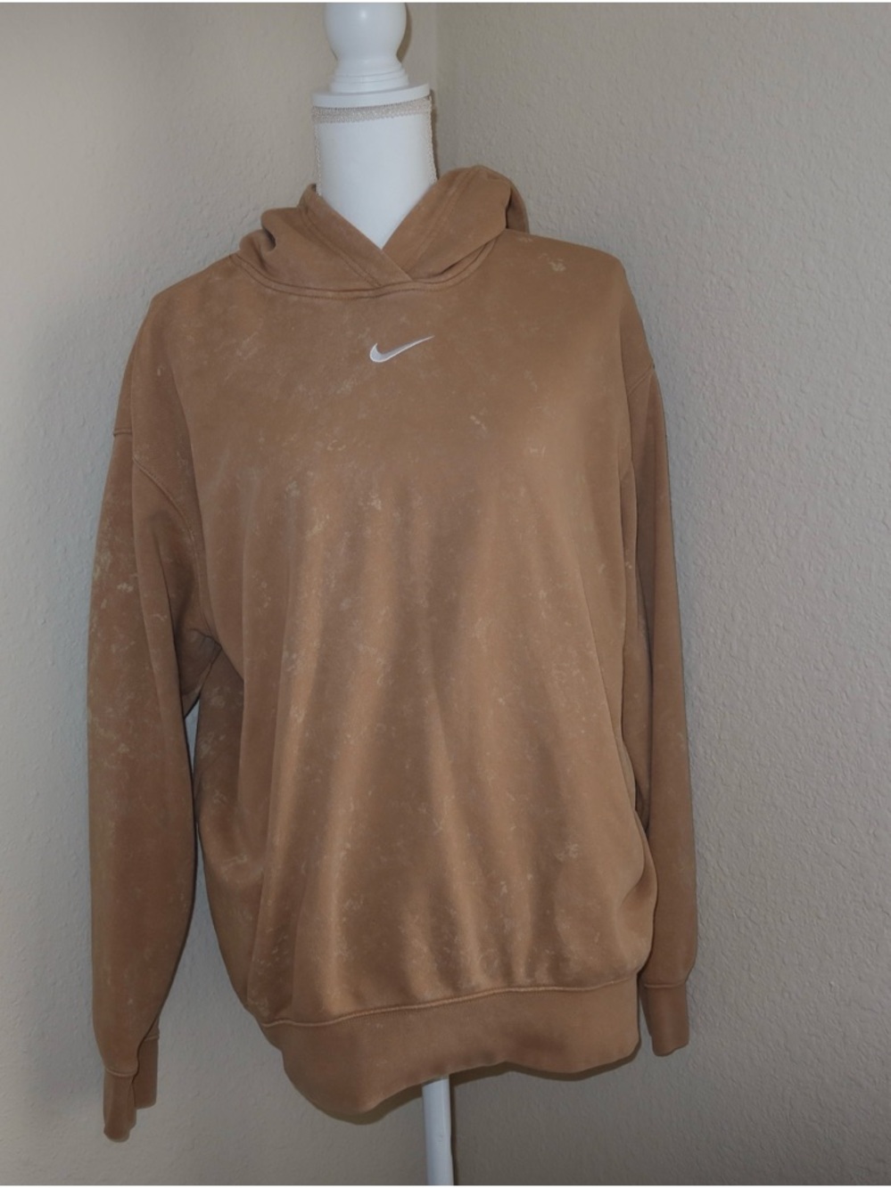Nike Tan Brown Hooded Sweatshirt with White Swoosh